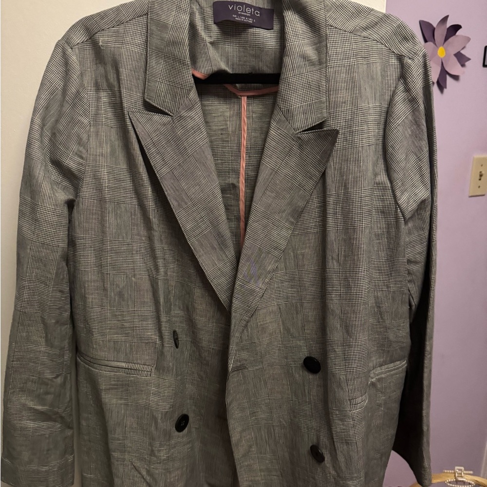 Houndstooth Double Breasted Blazer